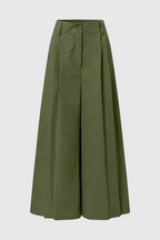 Isabella | Flowy Green Palazzo Pants with Stretch Fabric - Lumina