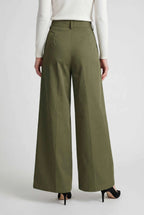 Isabella | Flowy Green Palazzo Pants with Stretch Fabric - Lumina
