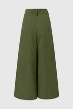 Isabella | Flowy Green Palazzo Pants with Stretch Fabric - Lumina