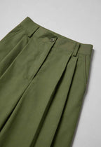 Isabella | Flowy Green Palazzo Pants with Stretch Fabric - Lumina