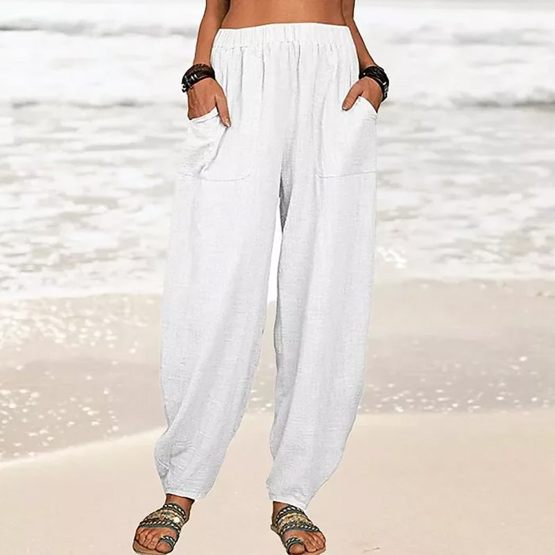 Isabella | High-Waisted Black Harem Trousers with Casual Fit - Lumina