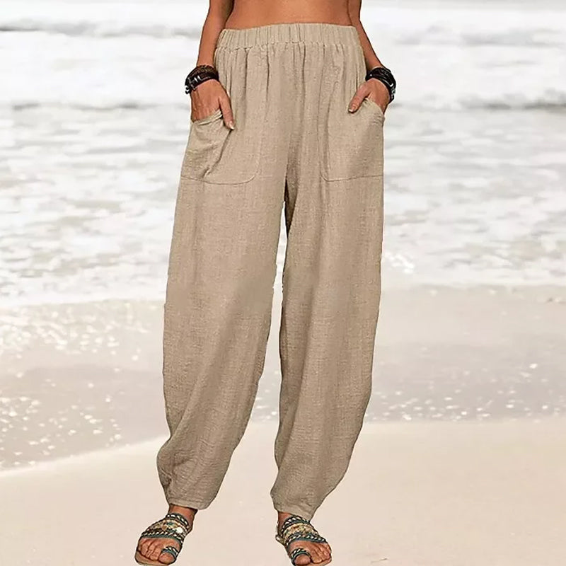 Isabella | High-Waisted Black Harem Trousers with Casual Fit - Lumina