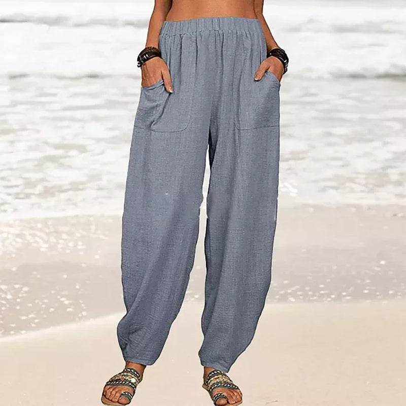 Isabella | High-Waisted Black Harem Trousers with Casual Fit - Lumina