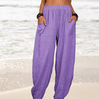 Isabella | High-Waisted Black Harem Trousers with Casual Fit - Lumina
