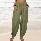Isabella | High-Waisted Black Harem Trousers with Casual Fit - Lumina