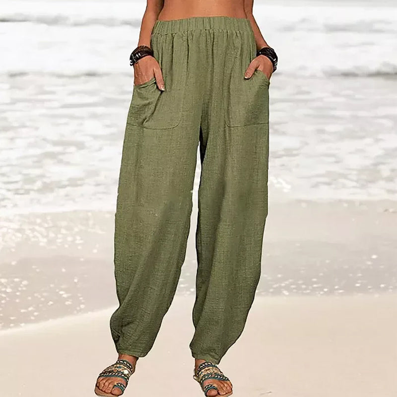 Isabella | High-Waisted Black Harem Trousers with Casual Fit - Lumina