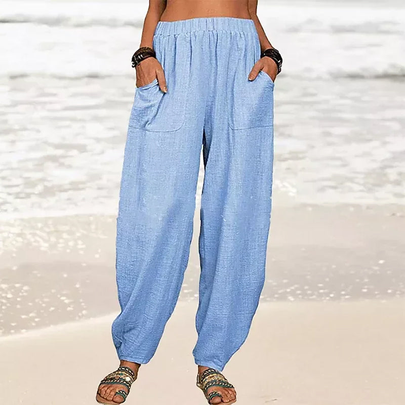 Isabella | High-Waisted Black Harem Trousers with Casual Fit - Lumina