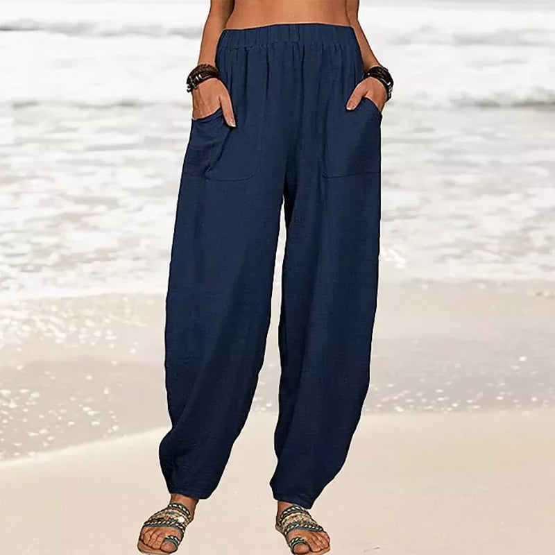 Isabella | High-Waisted Black Harem Trousers with Casual Fit - Lumina