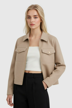 Isabella | Modern Cropped Zip-Up Jacket with Pockets - Lumina