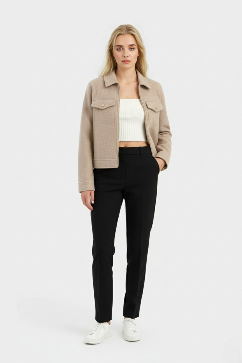 Isabella | Modern Cropped Zip-Up Jacket with Pockets - Lumina