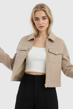 Isabella | Modern Cropped Zip-Up Jacket with Pockets - Lumina