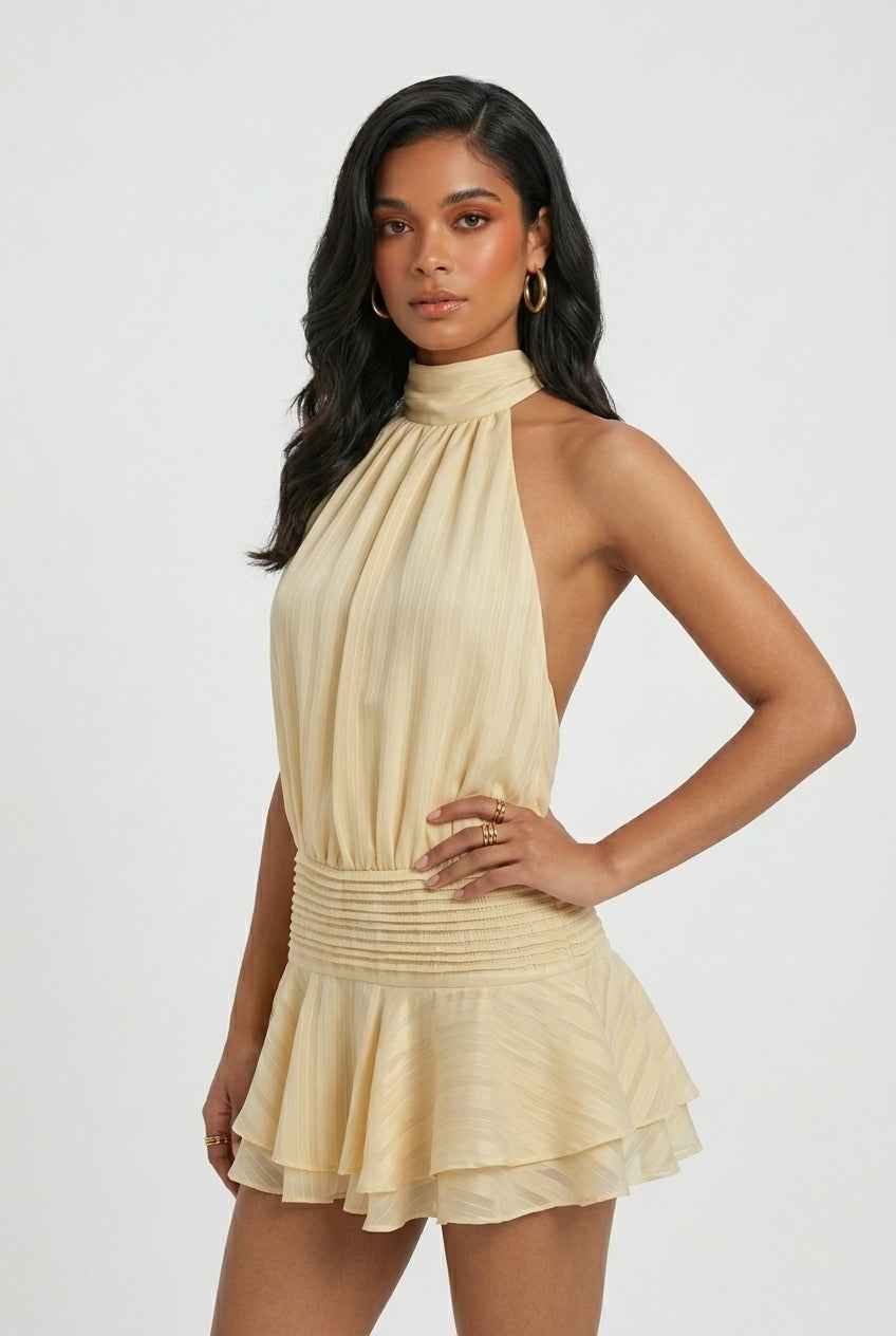 Isabella | Playful Yellow Mini Dress with Feminine Fit - Lumina