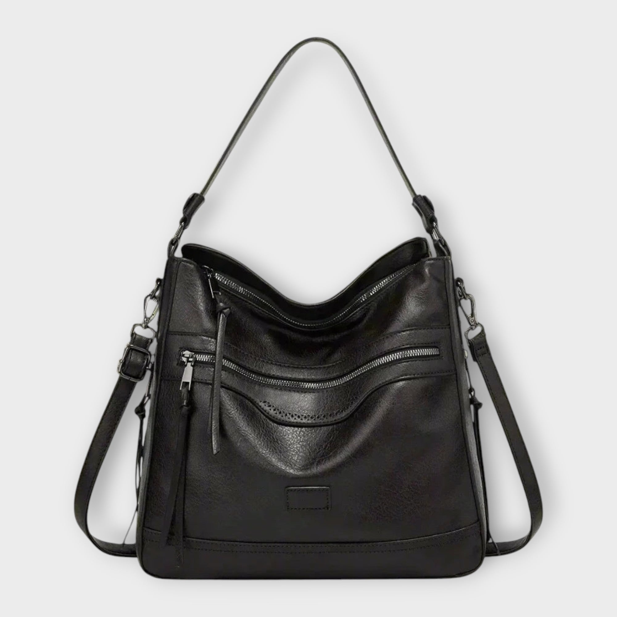 Isabella | Slouchy Black Shoulder Bag with Versatile Straps - Lumina