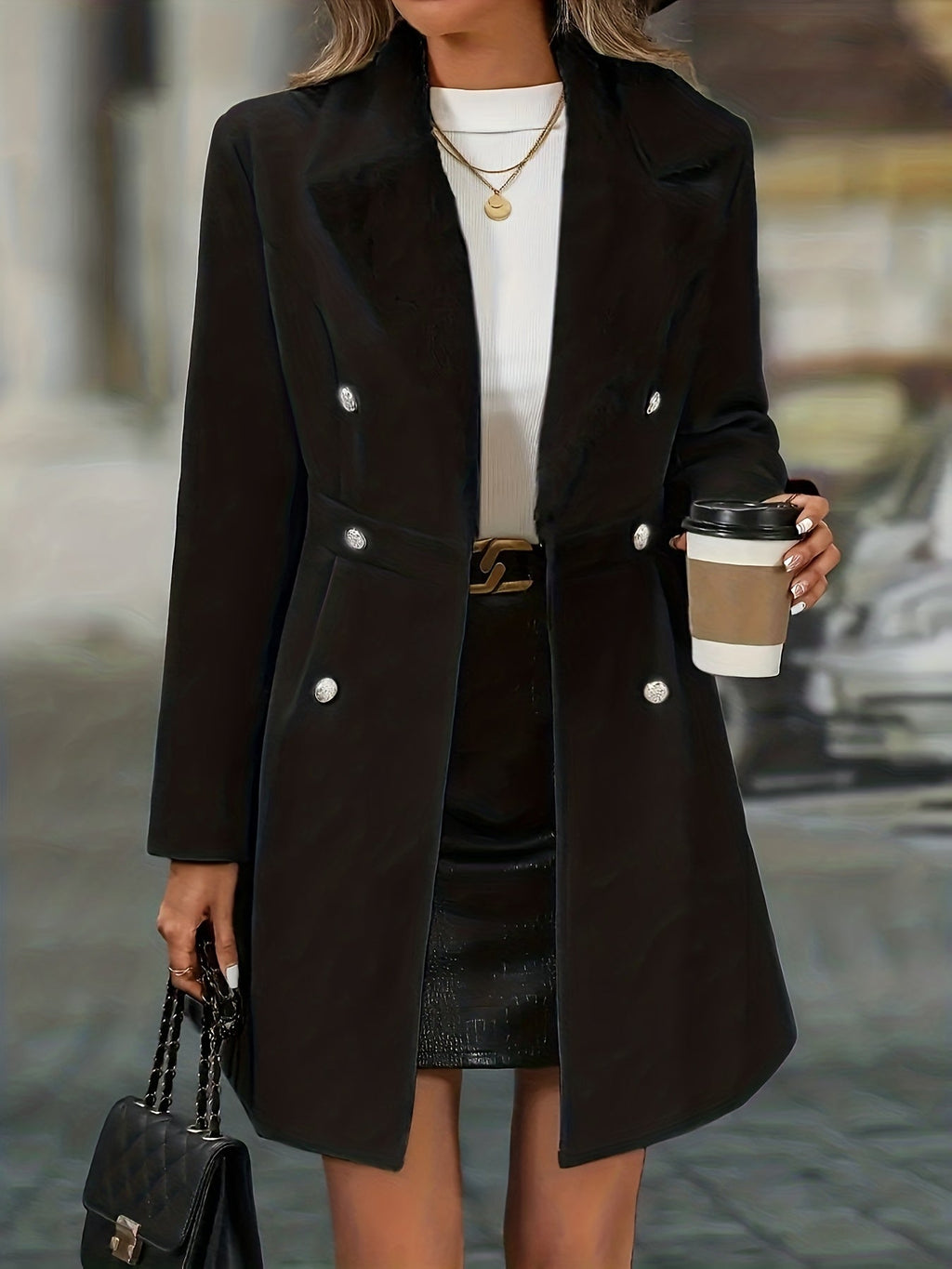 Isabella | Tailored A-Line Coat with Classic Lapels - Lumina