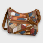 Isabella | Textured Patchwork Shoulder Bag with Faux-Leather Accents - Lumina