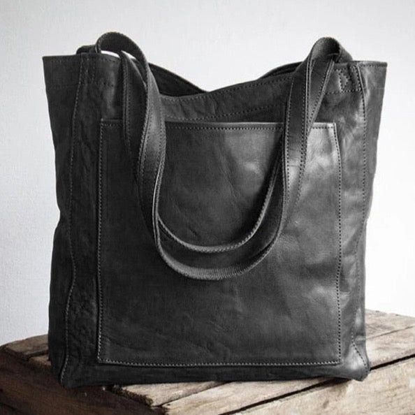 Isabella | Timeless Brown Leather Shoulder Bag with Spacious Interior - Lumina