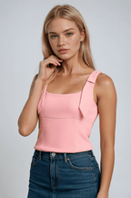 Isabella | Vibrant Pink Cami Top with Playful Bow Detail - Lumina