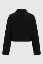 Isabella | Vintage Black Zip Jacket with Lapel Collar - Lumina