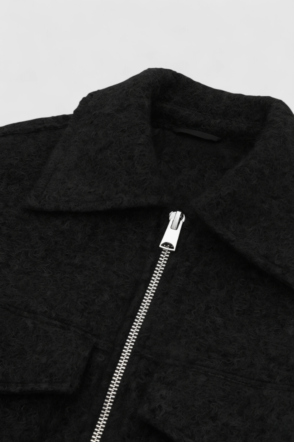 Isabella | Vintage Black Zip Jacket with Lapel Collar - Lumina