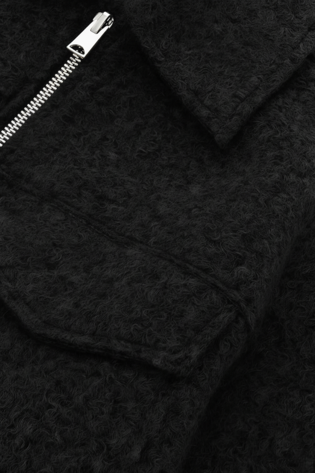 Isabella | Vintage Black Zip Jacket with Lapel Collar - Lumina