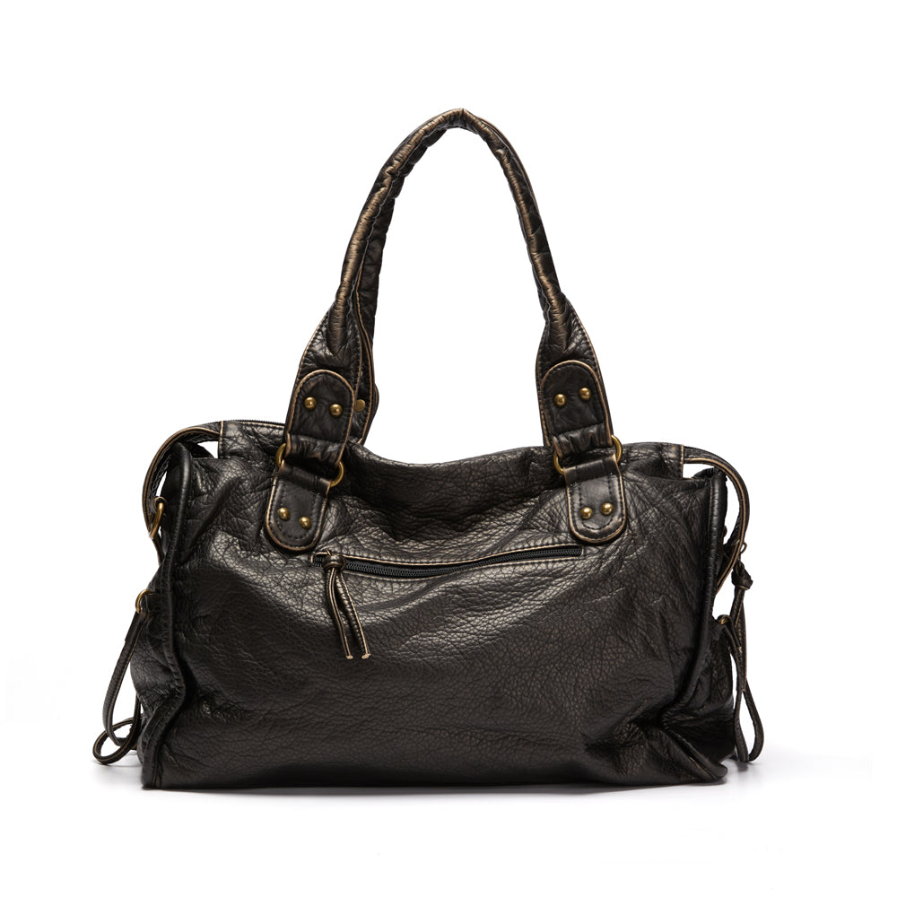 Isabella | Vintage-Inspired Black Handbag with Spacious Design - Lumina