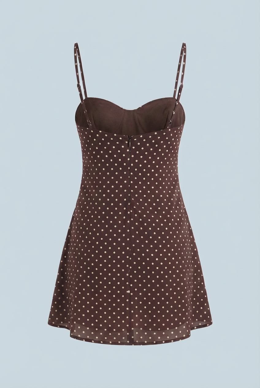 Isabella | Vintage Polka Dot Mini Dress with Ruffled Hem - Lumina