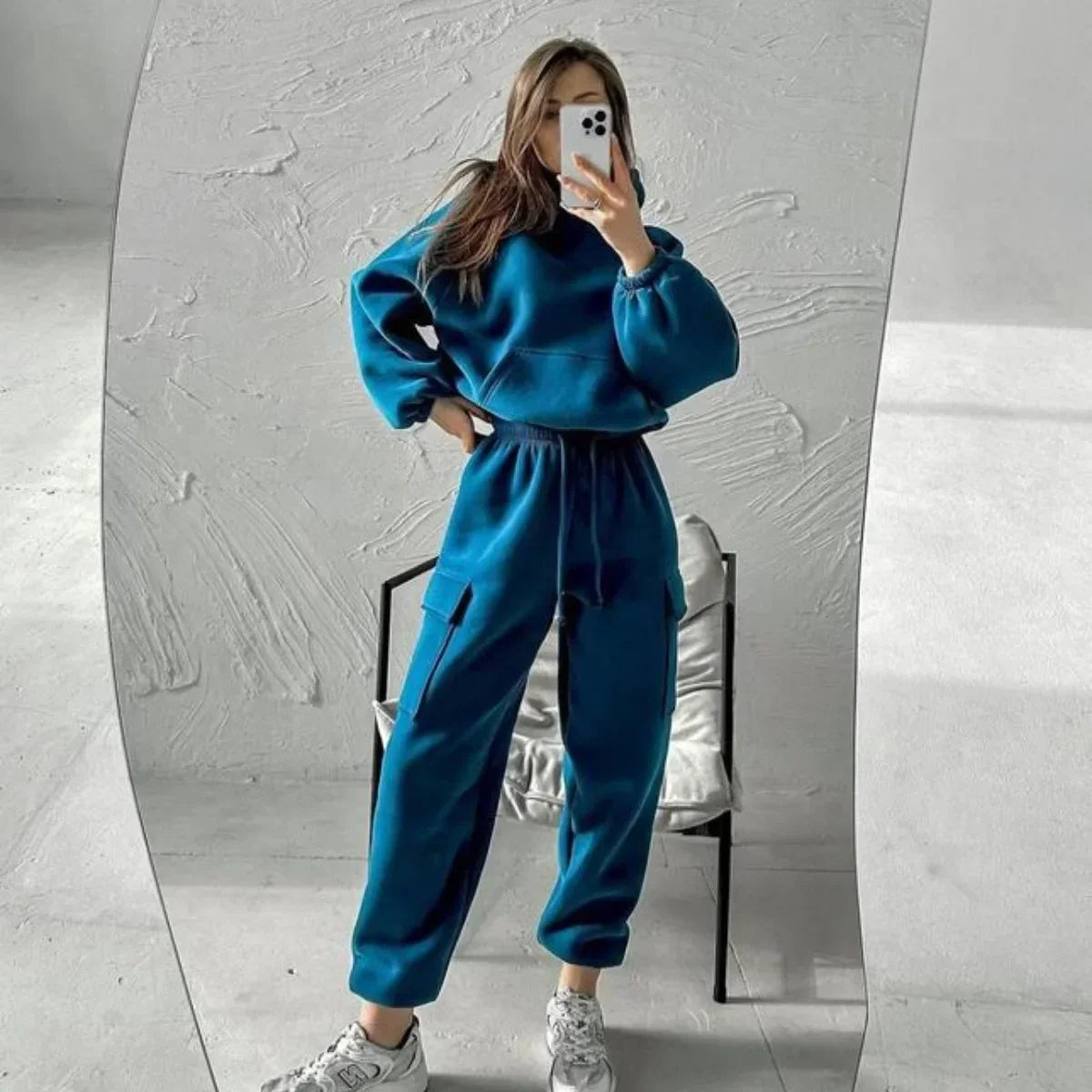 Jasmine | Relaxed Fit Cargo Pocket Matching Hoodie and Sweatpants Set - Lumina