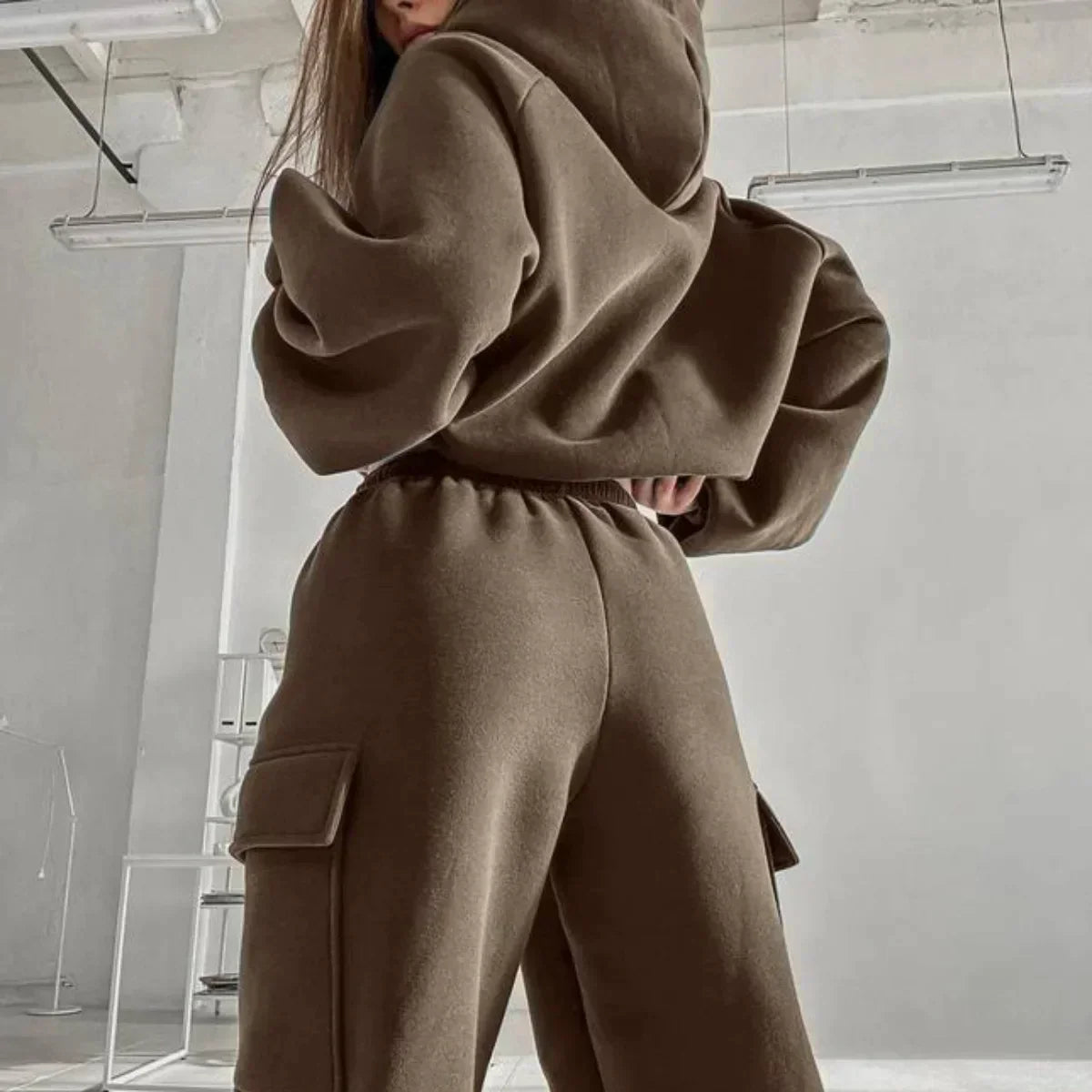 Jasmine | Relaxed Fit Cargo Pocket Matching Hoodie and Sweatpants Set - Lumina
