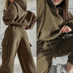 Jasmine | Relaxed Fit Cargo Pocket Matching Hoodie and Sweatpants Set - Lumina
