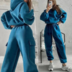 Jasmine | Relaxed Fit Cargo Pocket Matching Hoodie and Sweatpants Set - Lumina
