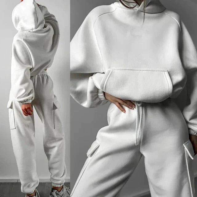 Jasmine | Relaxed Fit Cargo Pocket Matching Hoodie and Sweatpants Set - Lumina