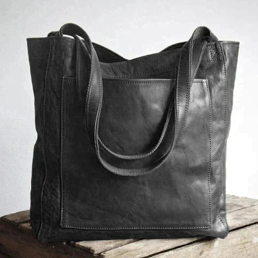 Lauren | Elegant Black Leather Handbag with Spacious Interior - Lumina