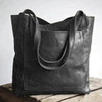 Lauren | Elegant Black Leather Handbag with Spacious Interior - Lumina