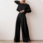 Lily | Contemporary Cropped Top and Wide-Leg Trousers Set - Lumina