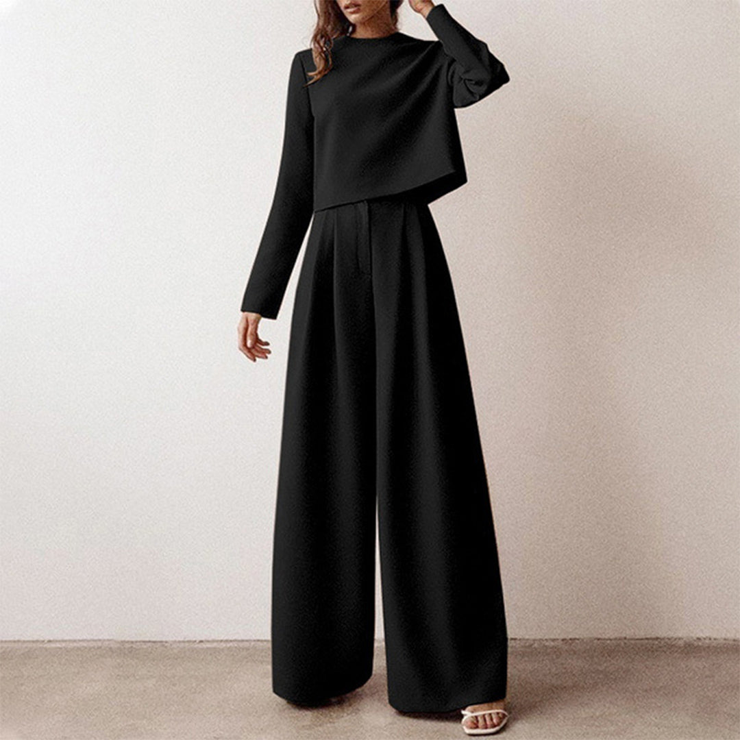 Lily | Contemporary Cropped Top and Wide-Leg Trousers Set - Lumina