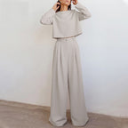 Lily | Contemporary Cropped Top and Wide-Leg Trousers Set - Lumina