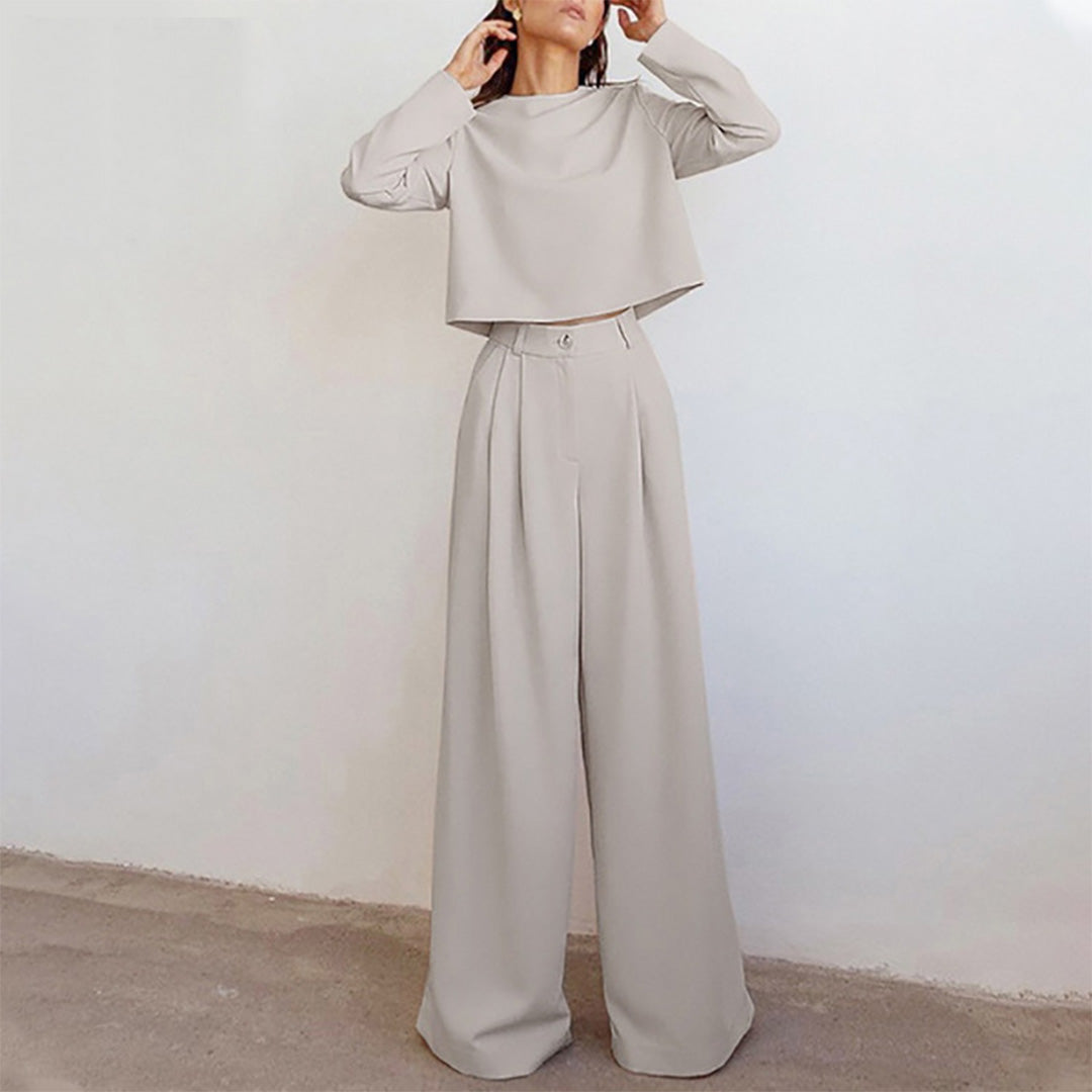 Lily | Contemporary Cropped Top and Wide-Leg Trousers Set - Lumina