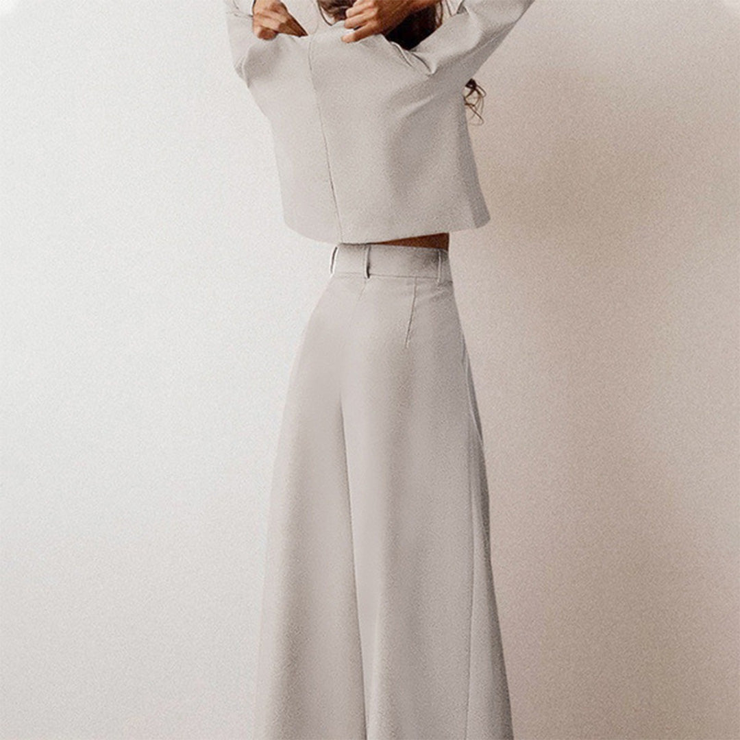 Lily | Contemporary Cropped Top and Wide-Leg Trousers Set - Lumina