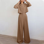 Lily | Contemporary Cropped Top and Wide-Leg Trousers Set - Lumina