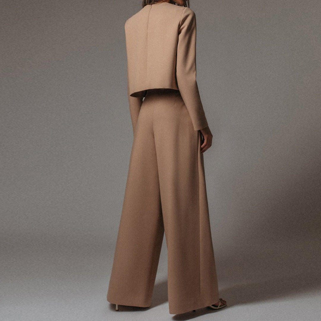 Lily | Contemporary Cropped Top and Wide-Leg Trousers Set - Lumina