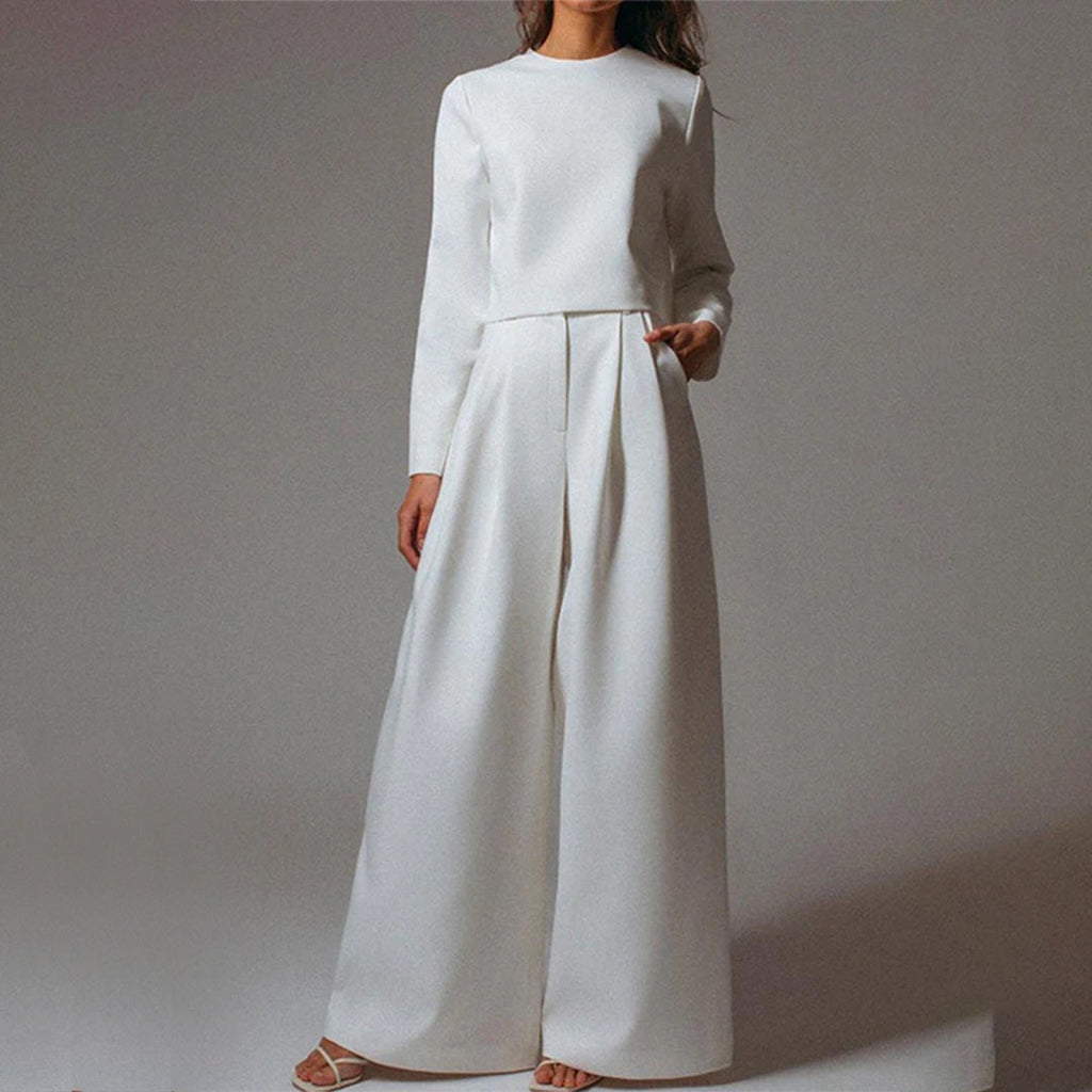 Lily | Contemporary Cropped Top and Wide-Leg Trousers Set - Lumina