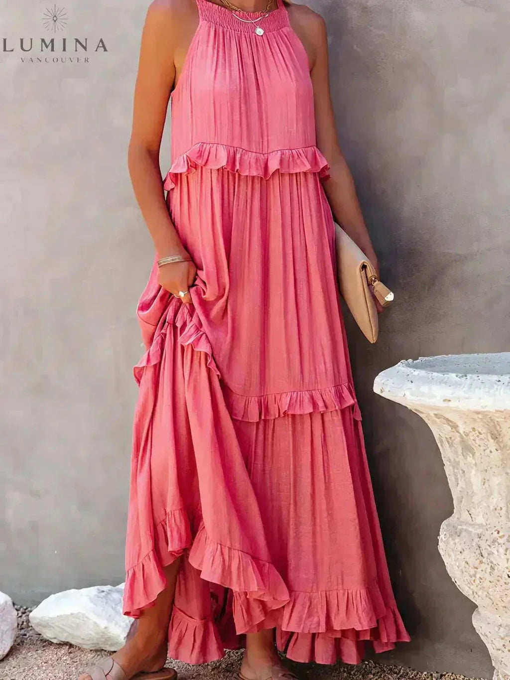 Lorena - Halterneck Dress With Ruffles and Pockets