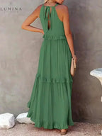 Lorena - Halterneck Dress With Ruffles and Pockets