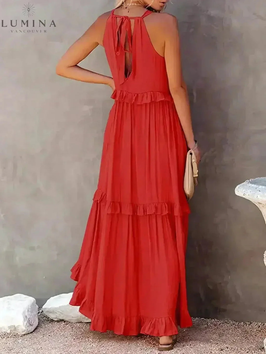 Lorena - Halterneck Dress With Ruffles and Pockets
