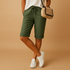 Lotte | Relaxed Light Blue Capri Pants with Drawstring - Lumina