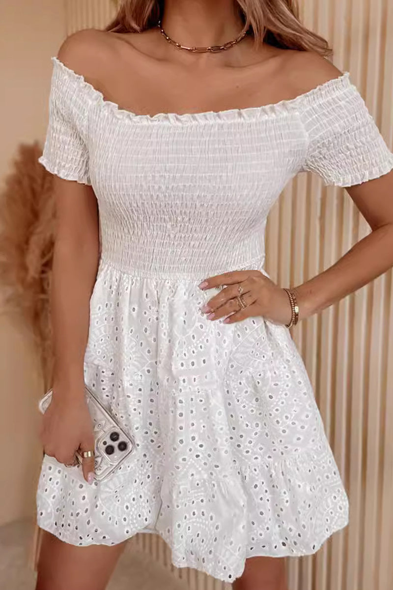 Luma | Off-Shoulder Dress Smocked Bodice - Lumina