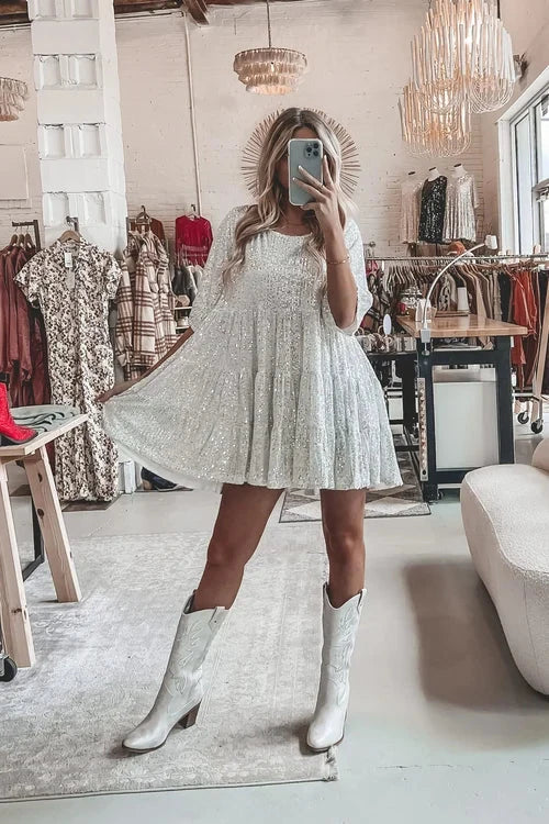 Lyra | Loose Fit Tiered Mini Dress - Lumina