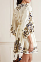 Marigold | Embroidered Boho Dress - Lumina