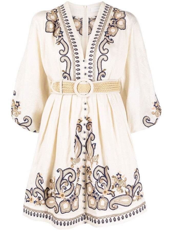 Marigold | Embroidered Boho Dress - Lumina