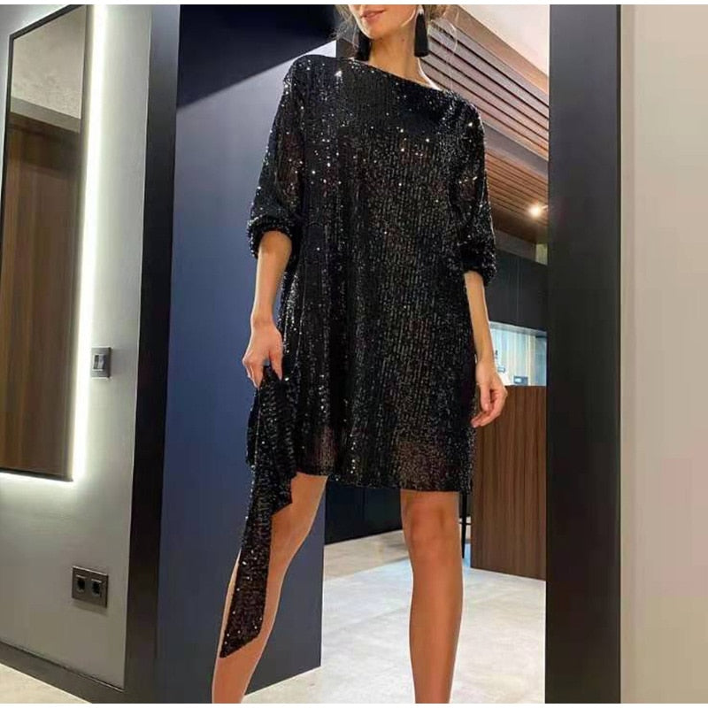 Celeste | Sequin Mini Dress Loose Fit - Lumina